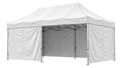 Open white pop-up gazebo tent on black isolated on transparent background © Sumon