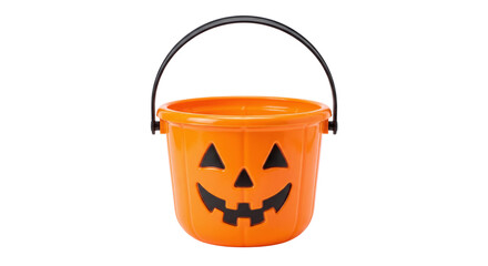 Orange plastic Halloween pumpkin bucket trick treat © Kate Songchai
