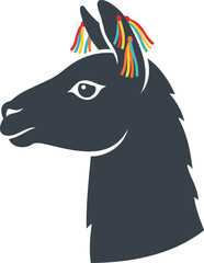Obraz premium Illustrated llama with decorative headband facing right in neutral studio background