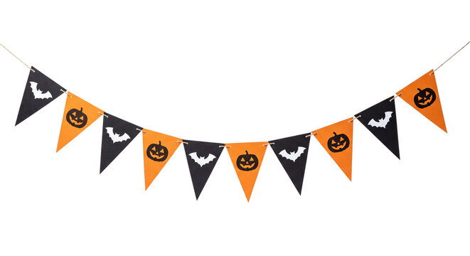 Halloween bunting banner with pumpkins and bats
