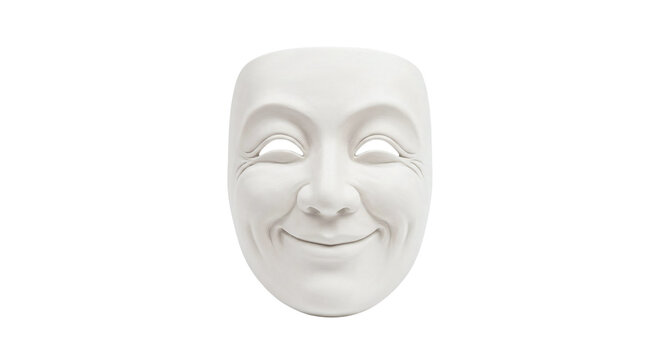 White comedy theatrical mask with smiling expression