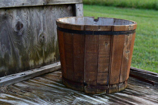 Wooden Barrel on a Trailer
