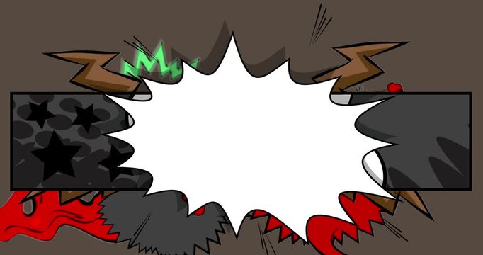 Cartoon background animation, comic book backdrop video. Retro comics pop art design.