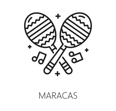 Maracas line icon of Mexican holiday and Mexico celebration music instrument. Maracas of Mexican traditional mariachi music, fiesta party or Latin festival for culture and ethnic tradition icon