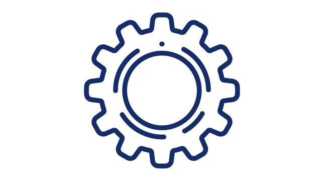 Isolated blue cogwheel icon on transparent background