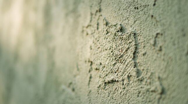 Macro view of green plaster wall surface with rough texture