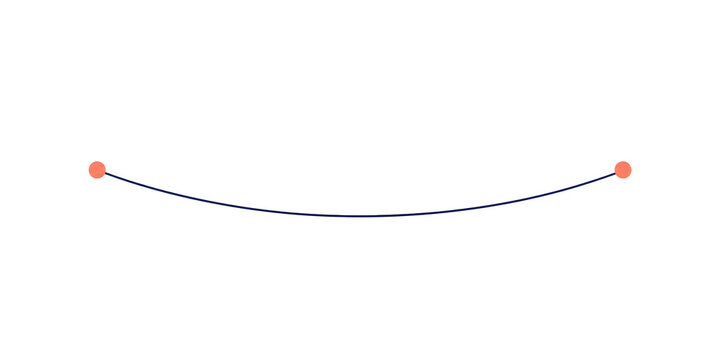 Curved connection line with end points for timeline and infographic layout   