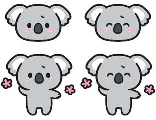 照れているコアラのイラストセット © とりあいす