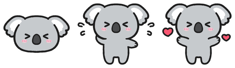 嬉しい、照れているコアラのイラストセット © とりあいす