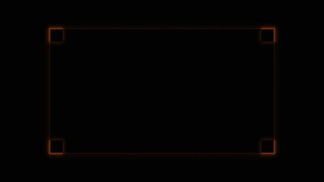 Orange holographic ui glitch frames flickering on black background