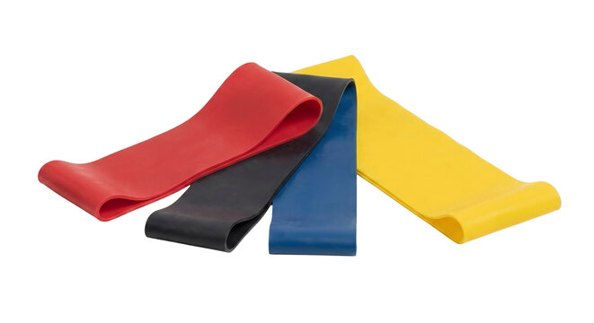 Colorful resistance bands for fitness and physical therapy