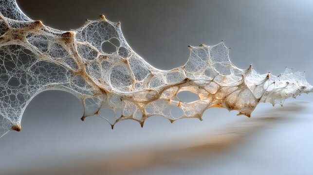 Delicate spiderweb with dew drops