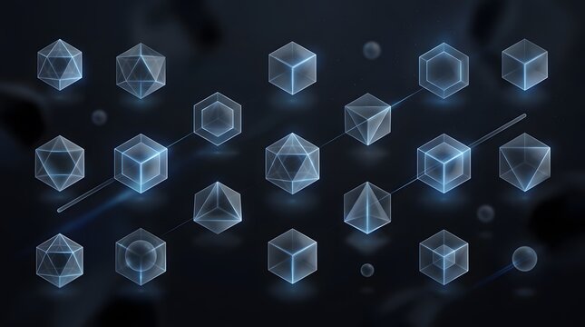 Collection of Geometric Shapes and Polyhedra with Futuristic Glow.