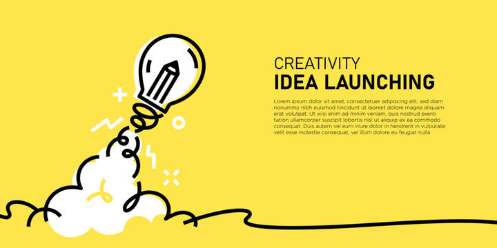 Creative Idea Launching Single Line Illustration Minimalism Banner