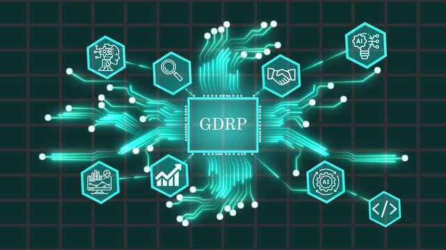 GDPR Futuristic AI Technology with Advanced Data Analytics, General Data Protection Regulation, Cyber Security 4K Video