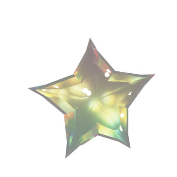 Shiny green crystal star isolated on PNG transparent background, Star PNG