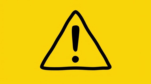 Yellow Warning Sign with Exclamation Mark. 4K Video