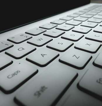 Macro shot of white computer keyboard keys