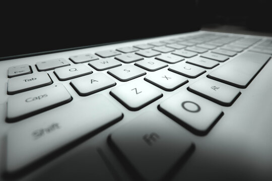 Macro shot of white computer keyboard keys