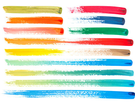 Colorful watercolor brush strokes and paint smears, artistic abstract design elements