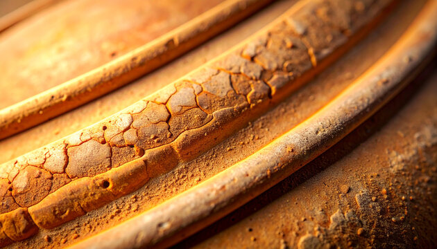 Textured Clay Surface: A macro shot of a textured clay surface, revealing intricate crack patterns and earthy tones, hinting at natural processes and artisanal creation.