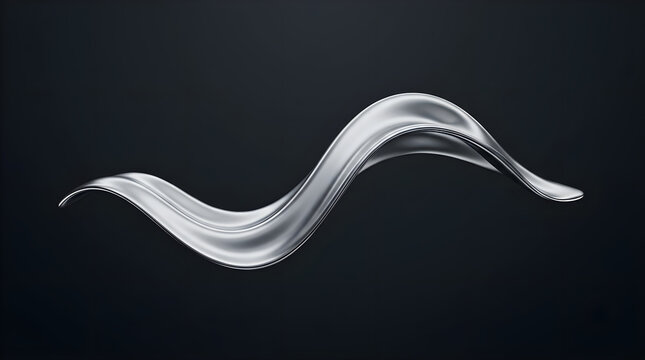 Abstract liquid silver wave flowing against a dark background