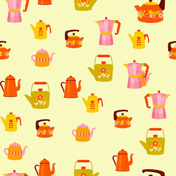 seamless pattern with tea cups