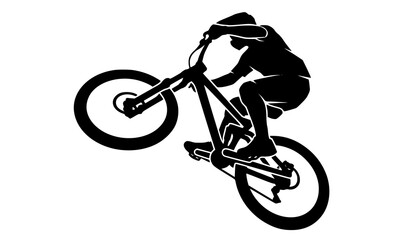 Fototapeta premium BMX Cyclist Performing Extreme Bicycle Trick Silhouette for Freestyle Sports, Adventure, Competition, Action, Fitness, and Athletic Designs