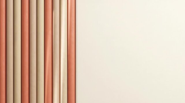 Vertical Clay Ribs in Terracotta and Cream Filling the Left Half With a Completely Blank Cream Panel on the Right for Product and Explainer Video Seamless Loop