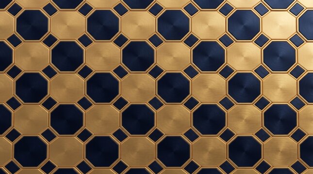 Gold and Navy Geometric Octagon Pattern Background