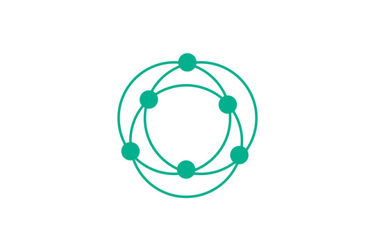 Global network tech logo green circle lines connection abstract vector icon digital communication