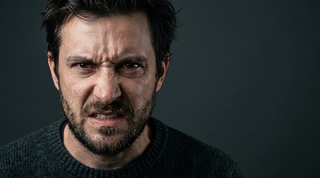 Angry Man Grimacing Close Up Portrait