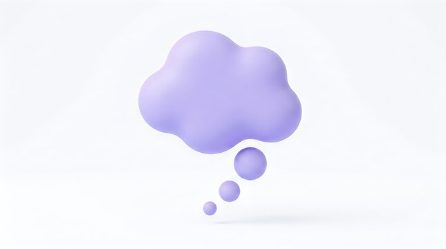 3d render of a soft purple thought bubble isolated on white background