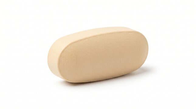 One single beige oval pill for health and medicine