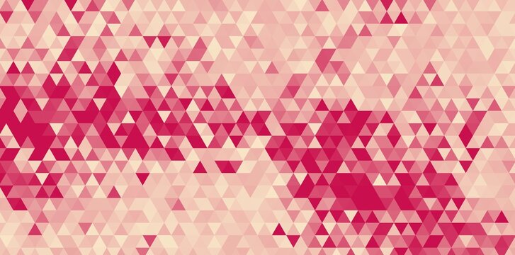 Abstract background featuring a seamless geometric mosaic pattern of red and pink triangles.