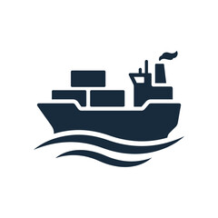 Obraz premium Cargo Container Ship Icon Vector for Logistics and Global Shipping