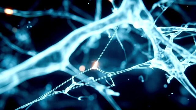 3D Biological Neural Network with Glowing Synaptic Pulses