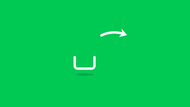 Minimalist white upload icon animation on green background footage for social media marketing