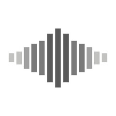 Obraz premium Gray Vertical Sound Wave Bars Icon on White Background Minimalist Audio Visualizer Graphic Design Element