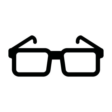 Black rectangular eyeglasses frame icon with thick border and simple design on white background
