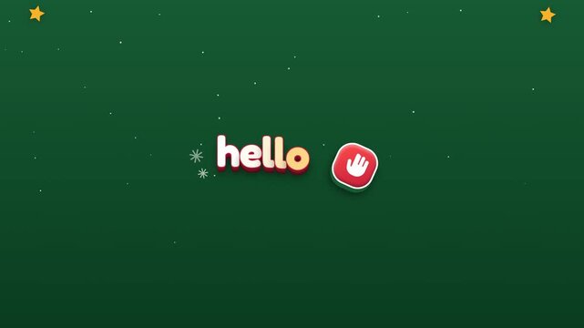 Animated Hello Text Greeting with Waving Hand Icon