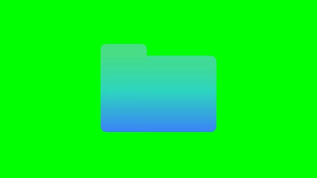 Blue gradient file folder icon motion graphics on green screen background footage
