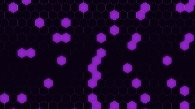 Abstract Glowing Purple Hexagon Grid Motion Background
