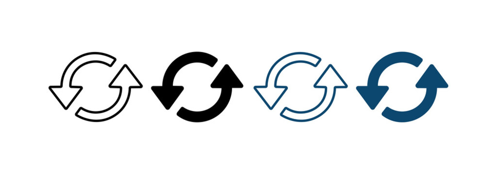 Recycling arrow icon set. Recycling symbols, circular arrows, environmental protection, and sustainability.