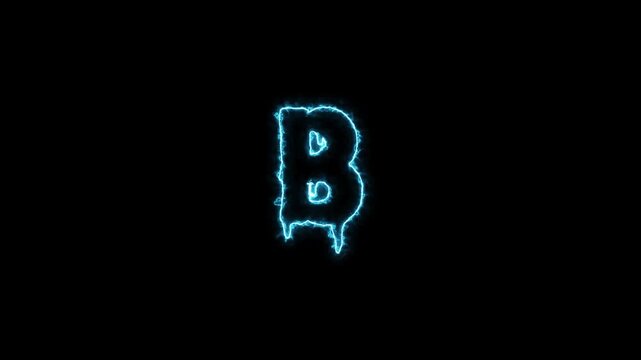 Glowing Electric Neon Letter B Animated Motion Graphic