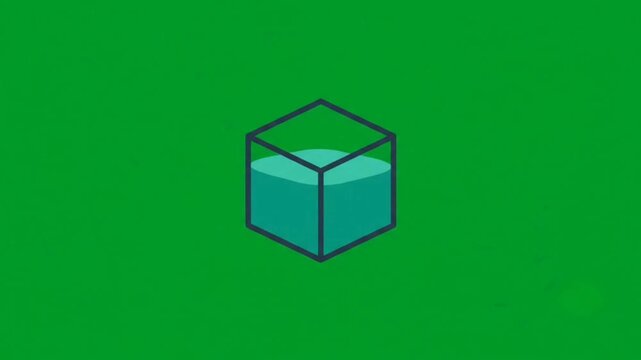 Flat 2D Animation of Blockchain Block Confirmation Icon on Green Screen