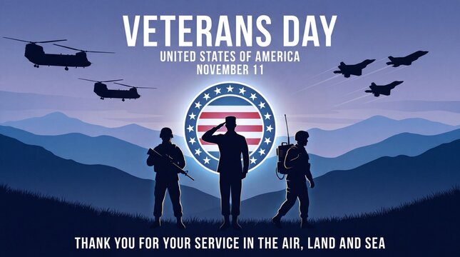 Happy veterans day 11th november 2024 celebration concept background. Dramatic view of US soldier salute over the beautiful valley. Best for veterans day celebration in the US Armed