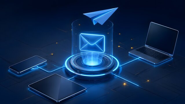 Cross Device Email Transmission And Cloud Messaging Network Concept