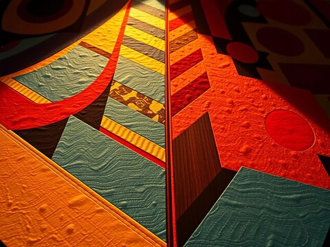 Rhythm of rigidity, tonal tapestry, structured sonic scape, bold chromatic interplay, abstract musicality,  flat lay,  guitar