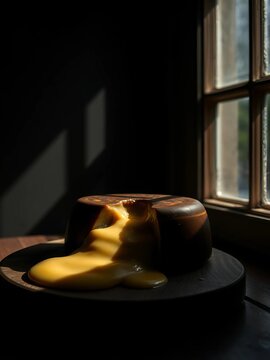 Shadows caress a primal bite, molten cheese a silken cascade in dramatic light,  texture,  texture